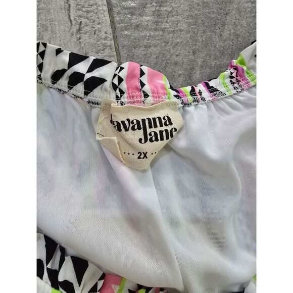 Savanna Jane Midi Dress Round Neck Summer Geometric Print Multicolor Size 2X - Picture 4 of 7